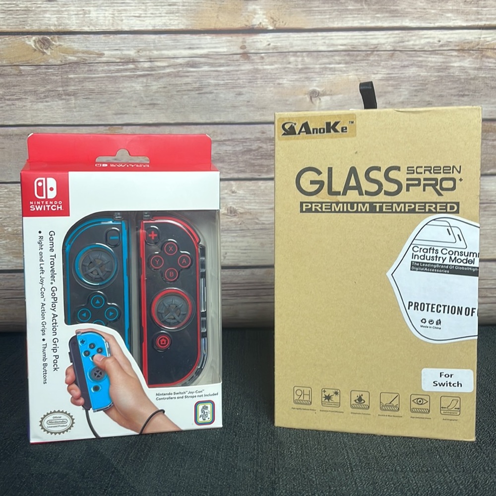Protective Joy-Con Cases and Glass Screen Protector for Nintendo Switch